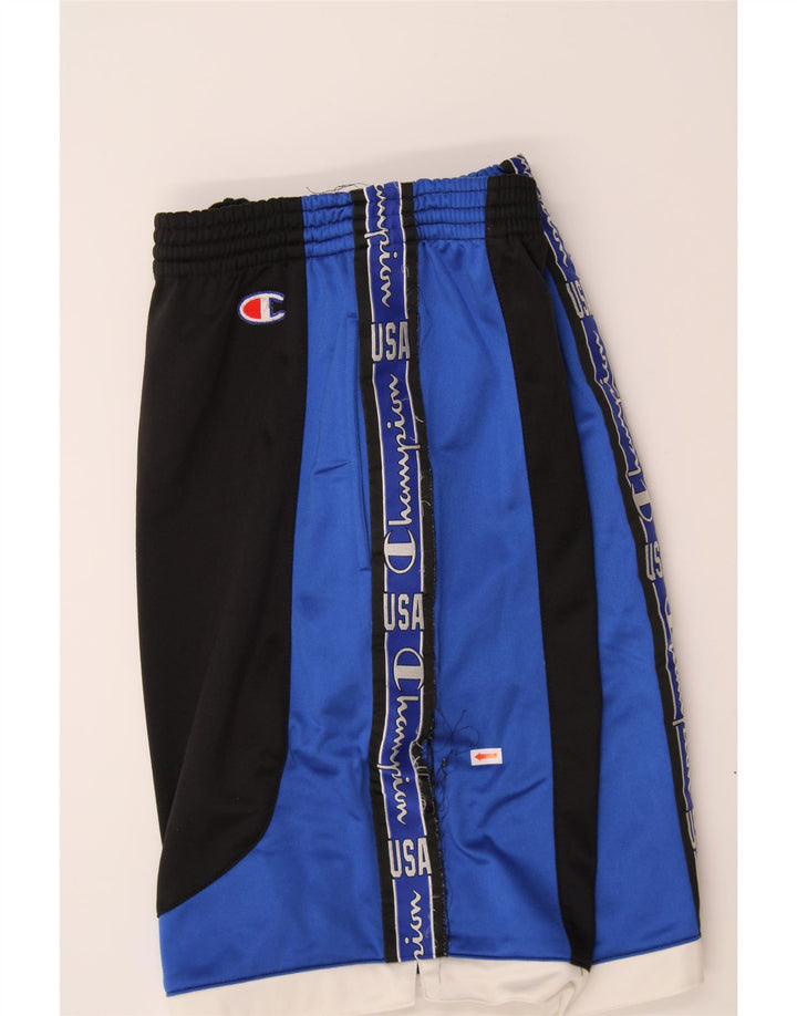 CHAMPION Mens Graphic Sport Shorts Large Black Colourblock Polyester Vintage Champion and Second-Hand Champion from Messina Hembry 