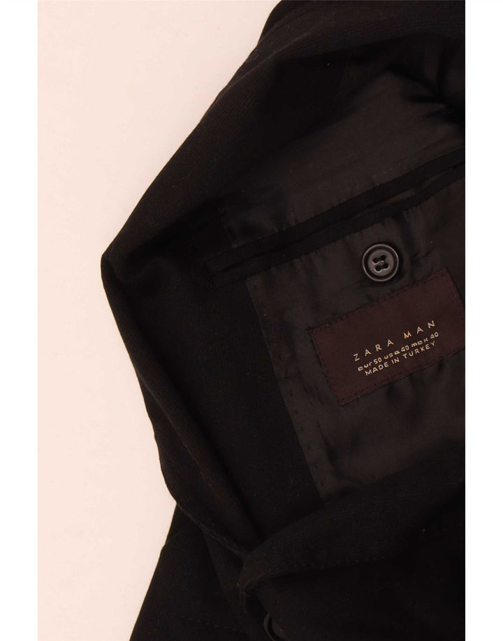 Zara Veste Blazer 2 Boutons Homme EU 50 Viscose Noir Moyen