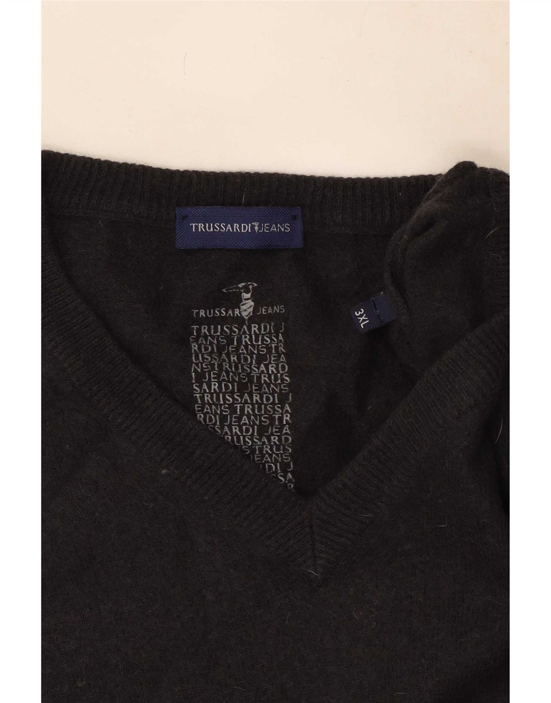 Trussardi Jeans Pull Col V Homme 3XL Gris