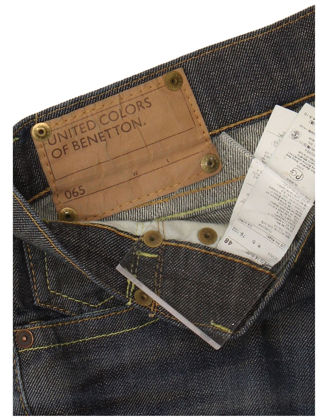 Benetton Jean Slim Homme IT 48 Moyen W34 L35 Bleu Coton