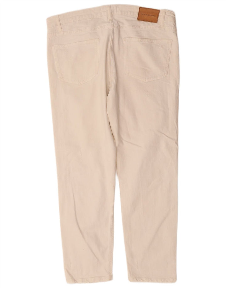 Zara Jean droit vieilli pour femme EU 44 XL W34 L28 Blanc