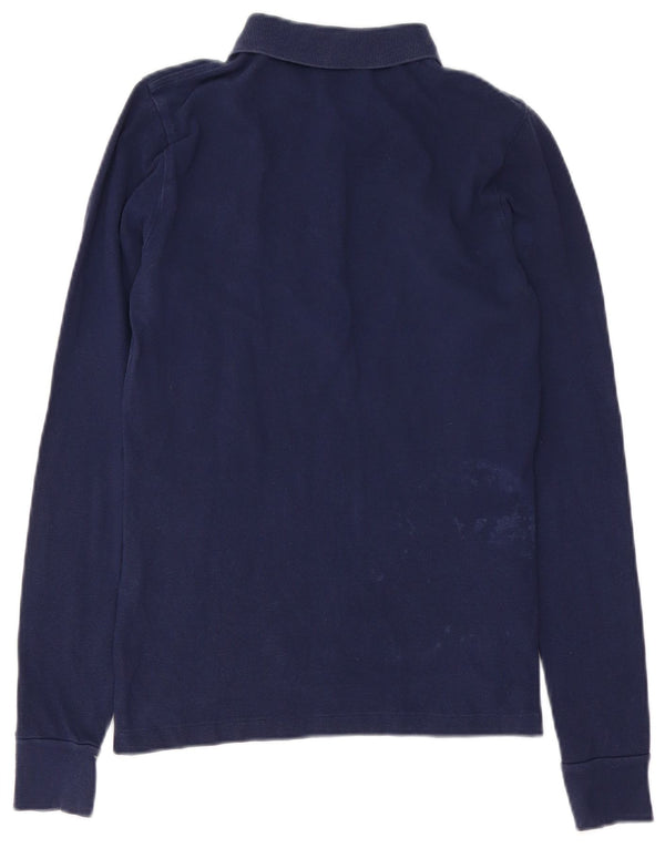 RALPH LAUREN Polo à manches longues pour femme UK 12 Bleu marine moyen Coton