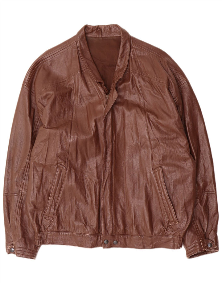 VINTAGE Veste en cuir homme UK 38 Marron moyen