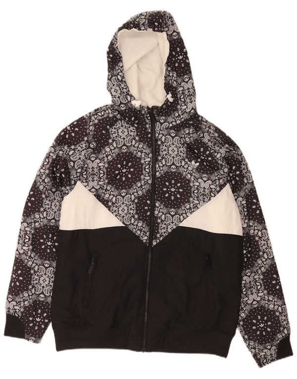 Adidas Pull à capuche zippé pour femme UK 16 Grand Noir Paisley Polyester