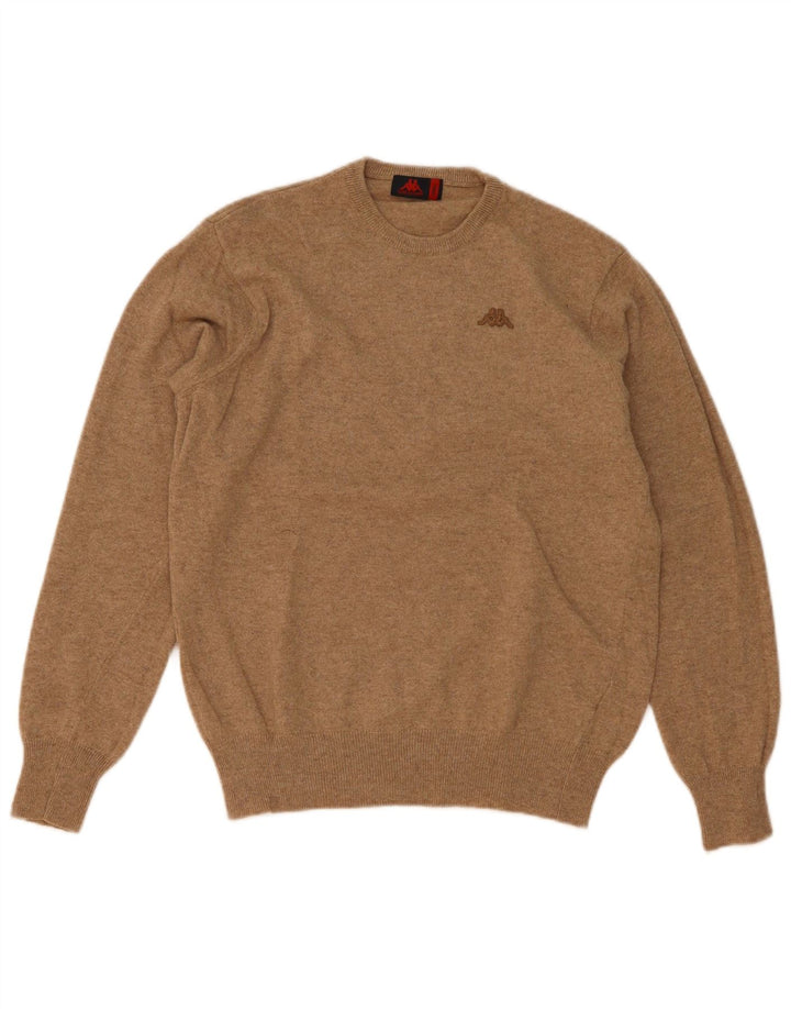 Kappa Pull à col rond pour homme en laine d'agneau Marron Taille S
