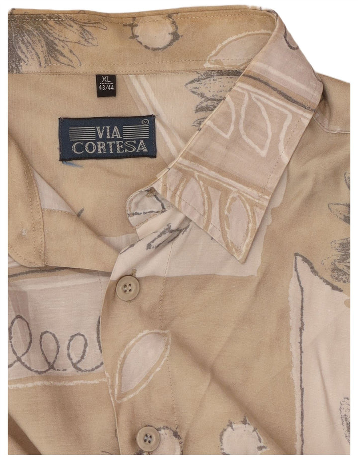 VIA CORTESA Chemise à manches courtes pour homme Taille 43/44 XL Beige Patchwork