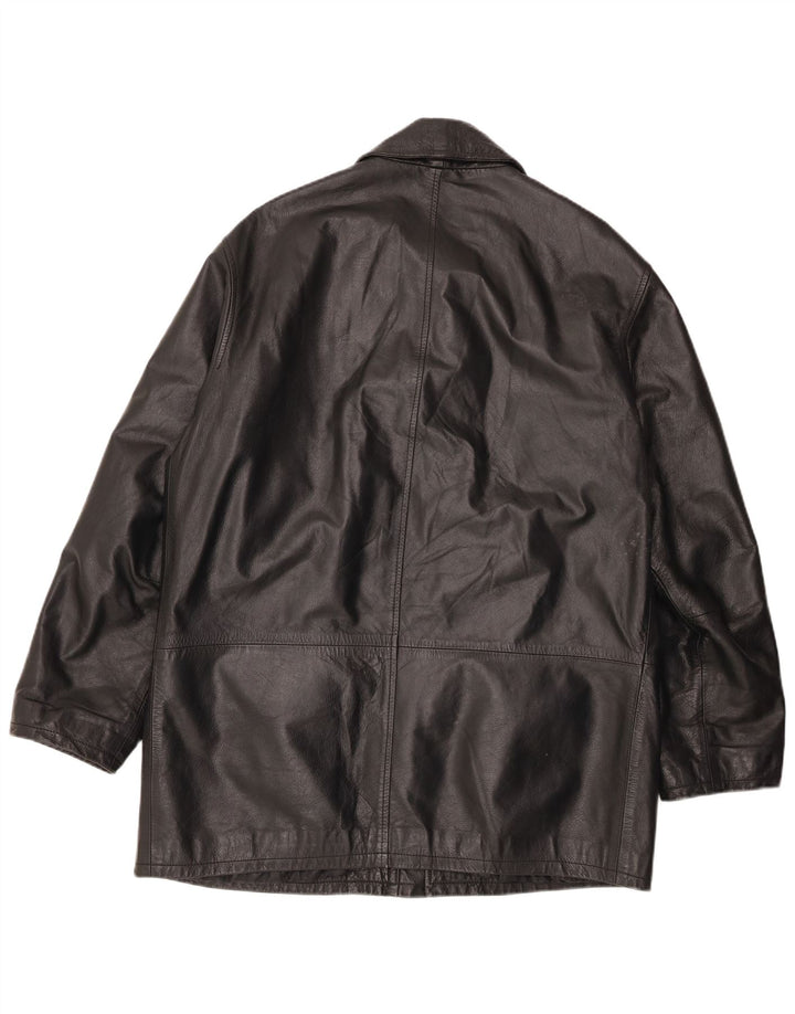 VINTAGE Veste en cuir homme IT 50 Grand cuir noir