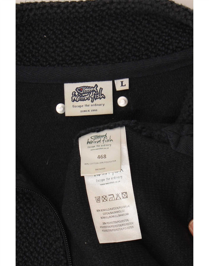 Weird Fish Sweat-shirt à col zippé pour homme en coton bleu marine Taille L