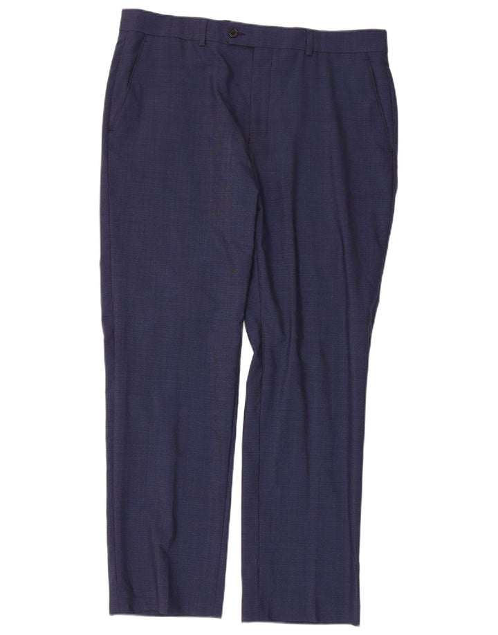 RALPH LAUREN Pantalon de Costume Droit Homme W34 L30 Bleu Marine Laine