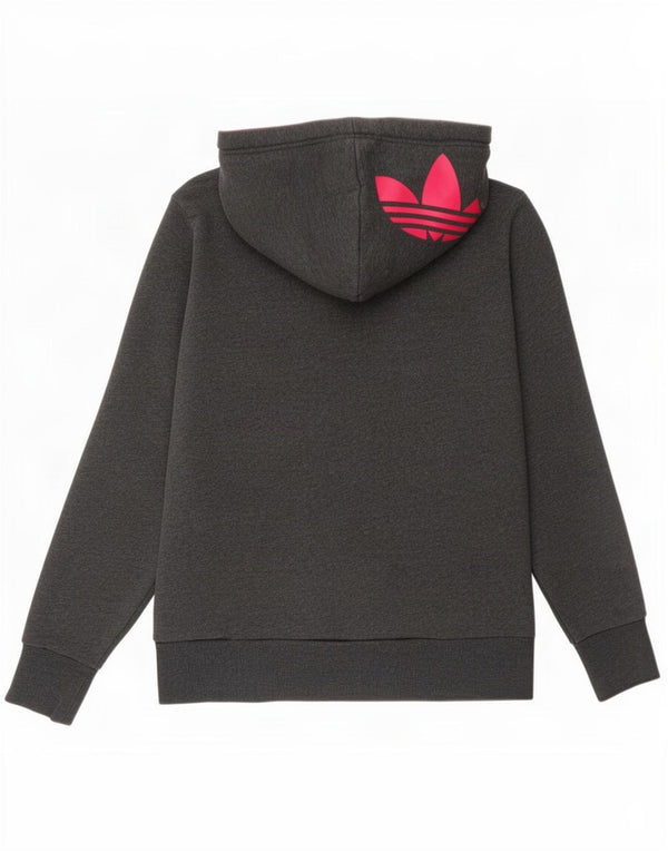 Adidas Pull à capuche graphique pour femme UK 12 Gris moyen Coton