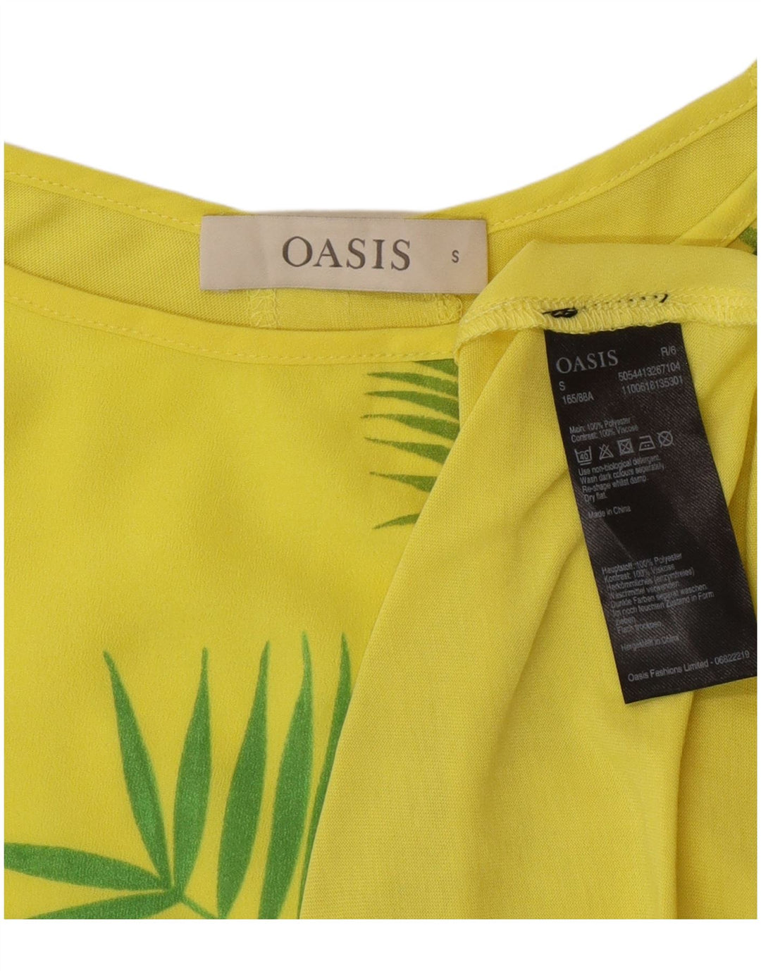 Oasis Tunique Femme UK 10 Petit Jaune Floral Polyester