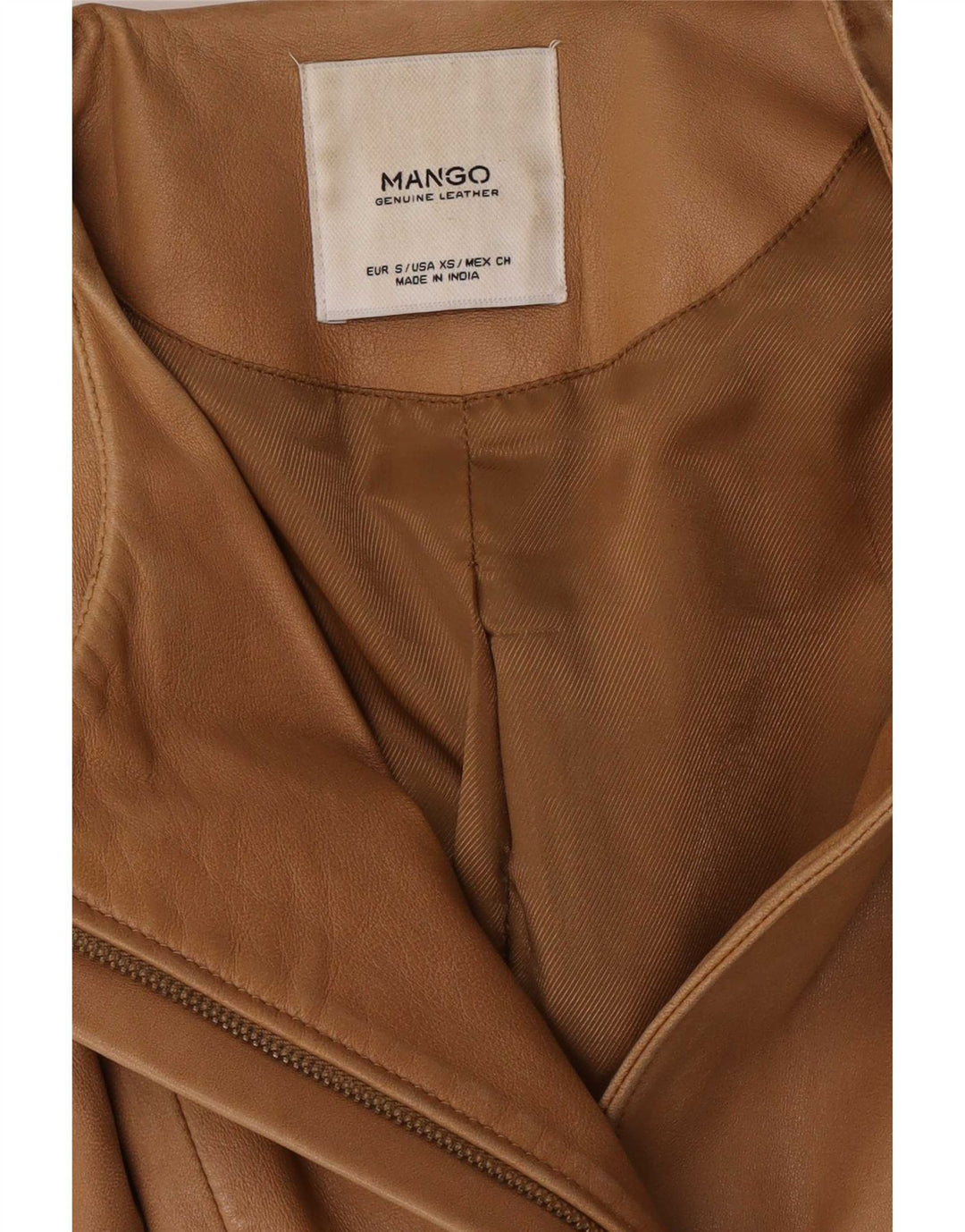 Mango Veste en cuir pour femme UK 10 Petit cuir marron