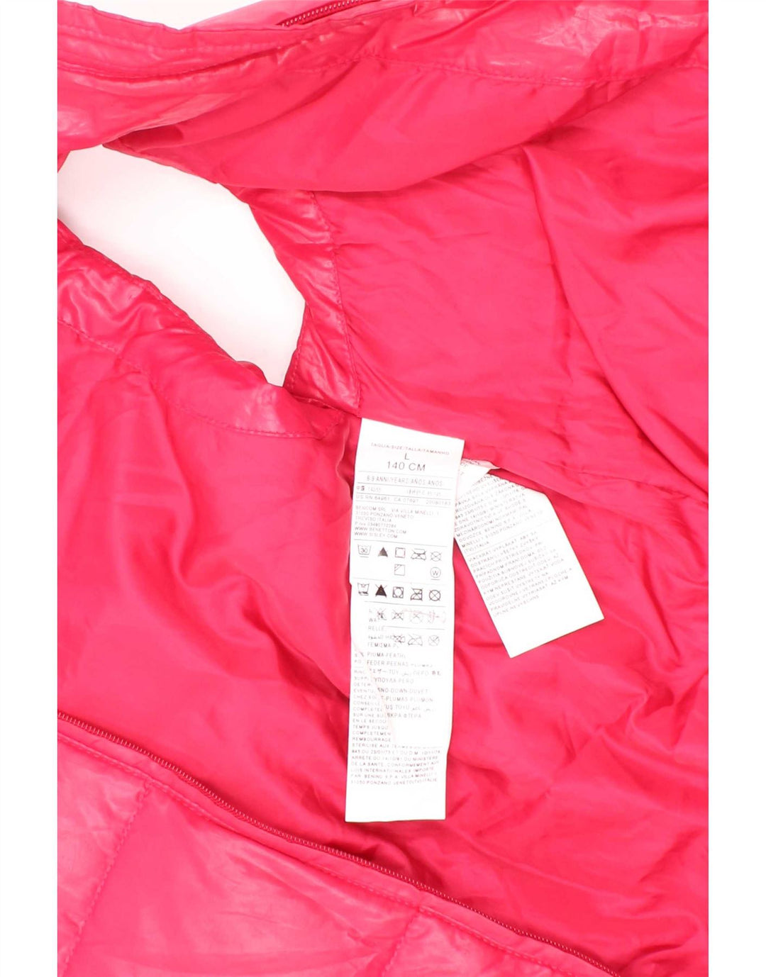 Benetton Gilet Rembourré Fille 8-9 Ans Grand Rose Polyester