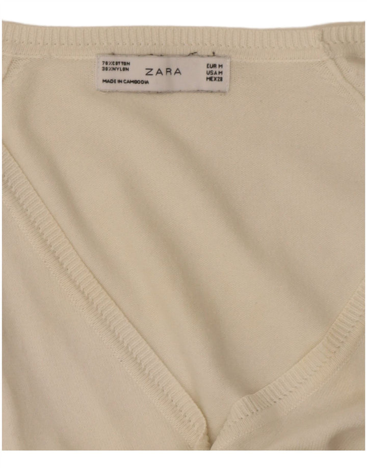 Zara Womens Regular Fit Cardigan Pull UK 12 Moyen Blanc