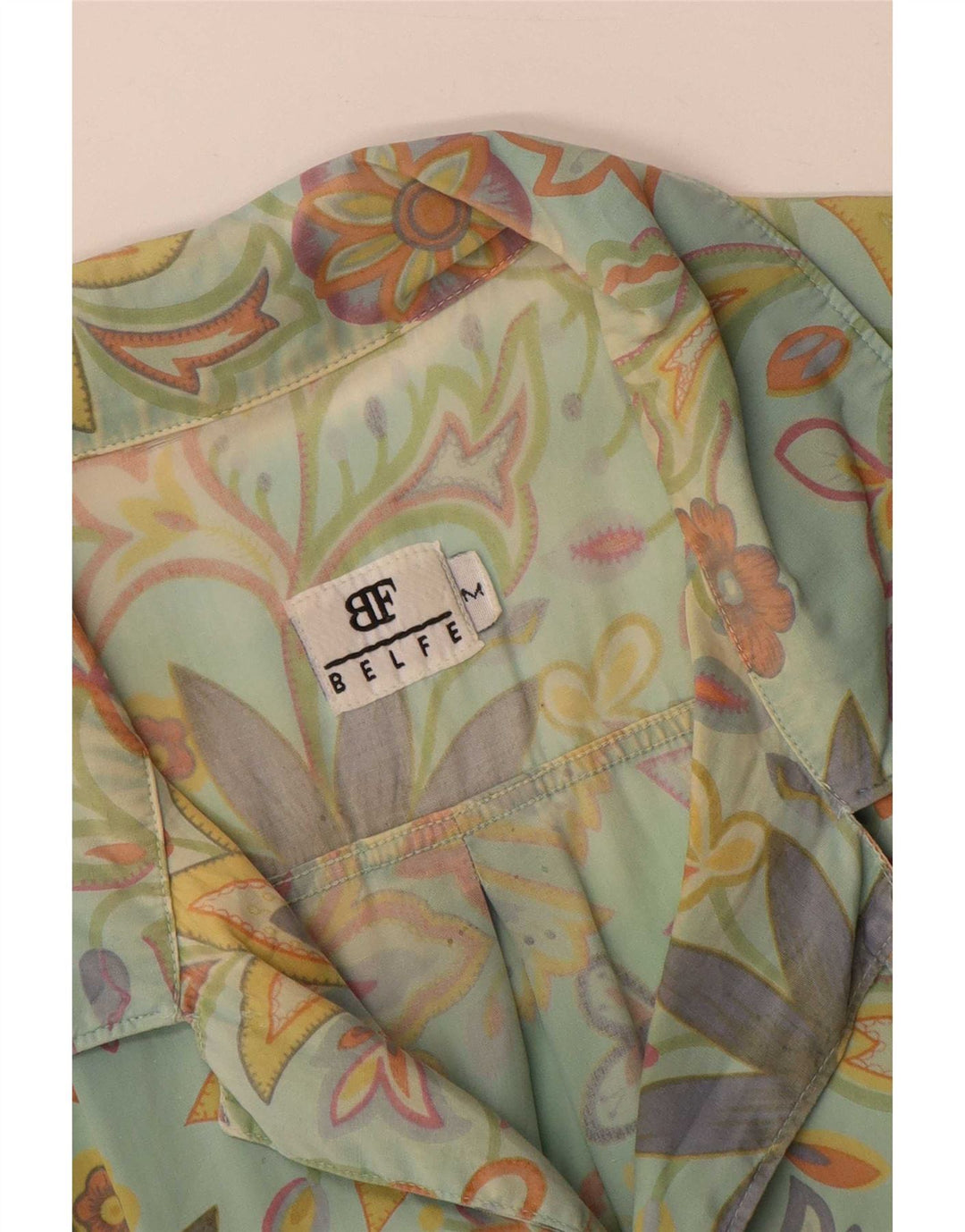 Belfe Chemise à Manches Courtes Homme Vert Moyen Floral