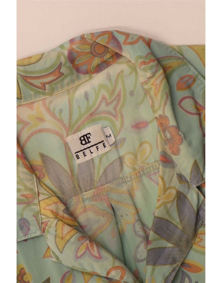 Belfe Chemise à Manches Courtes Homme Vert Moyen Floral