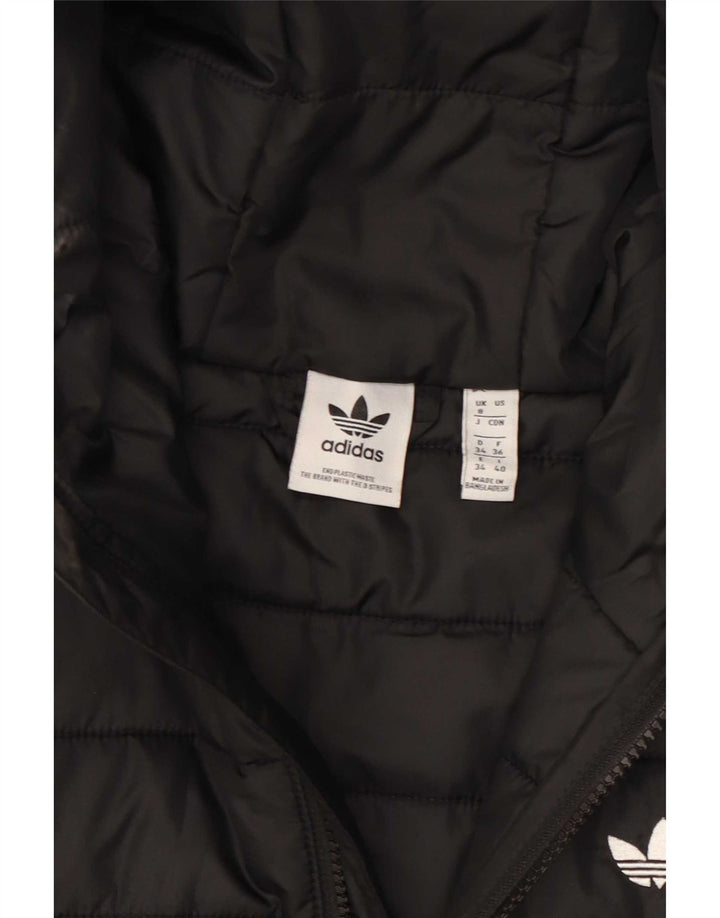 Adidas Veste rembourrée à capuche pour femme UK 8 Small Noir Polyester