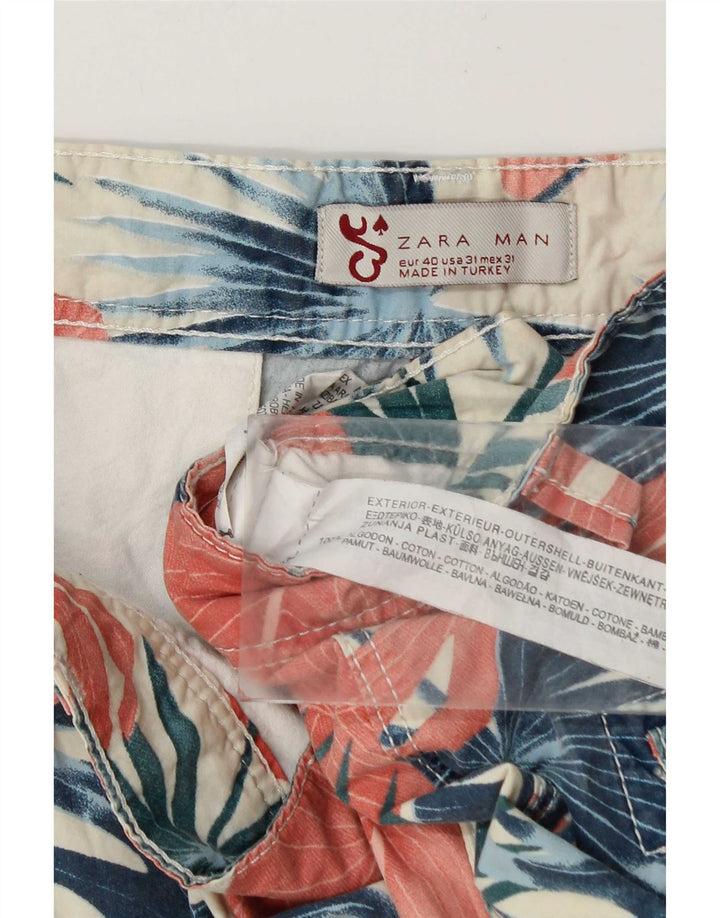 Zara Short Cargo Homme EU 40 Medium W31 Coton Floral Multicolore