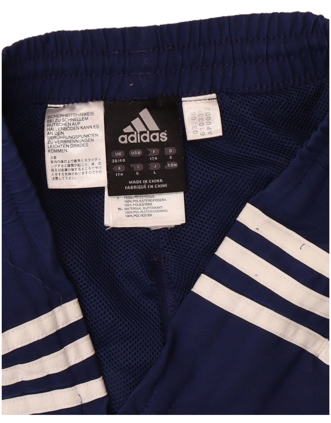 Adidas Pantalon de survêtement pour homme UK 38/40 Bleu marine moyen Polyester