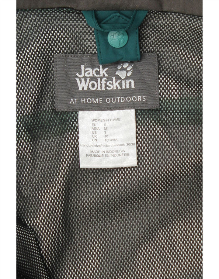 Jack Wolfskin Veste de pluie à capuche pour femme UK 10 Small Turquoise Colourblock