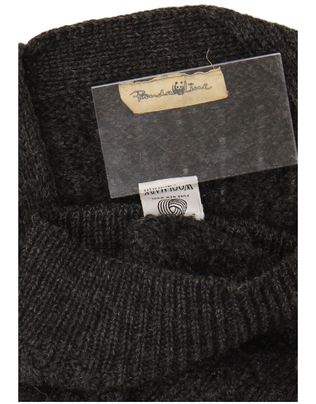 VINTAGE Pull Cardigan Homme Gris Moyen Laine Vierge