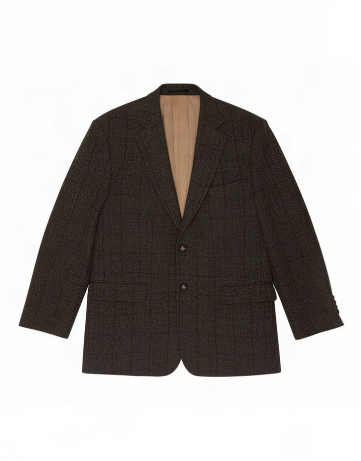 Marks & Spencer Veste blazer Harris Tweed pour homme UK 42 Grand carreaux kaki