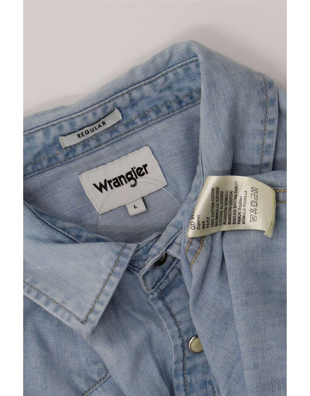 Wrangler Chemise en jean coupe droite pour homme en coton bleu moyen