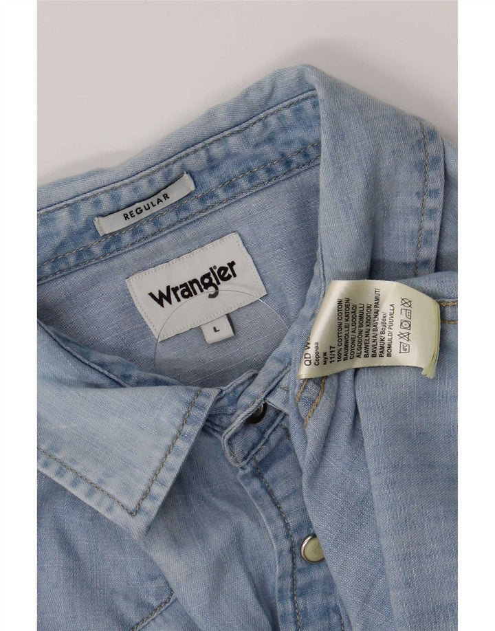Wrangler Chemise en jean coupe droite pour homme en coton bleu moyen