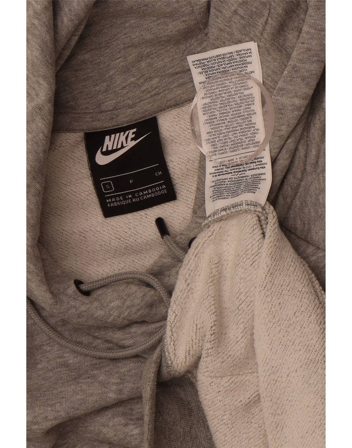 NIKE Womens Oversized Hoodie Jumper UK 10 Small Grey Cotton