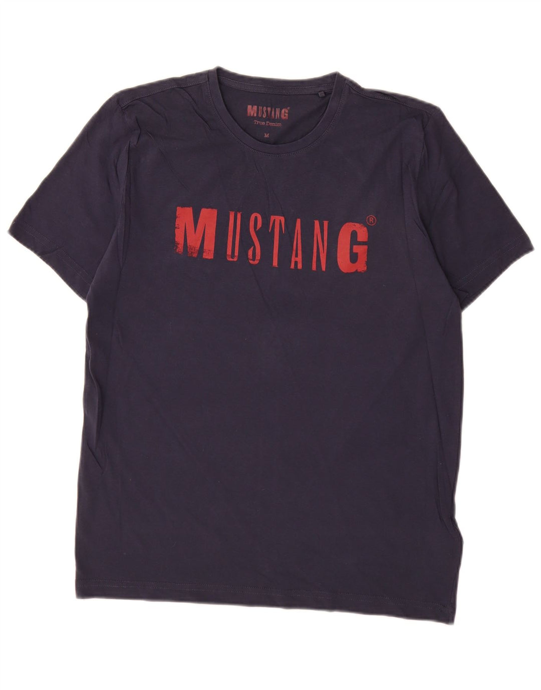 Mustang T-Shirt Graphique Homme Bleu Marine Moyen Coton