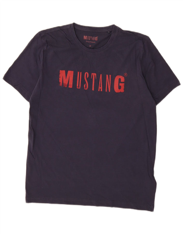 Mustang T-Shirt Graphique Homme Bleu Marine Moyen Coton
