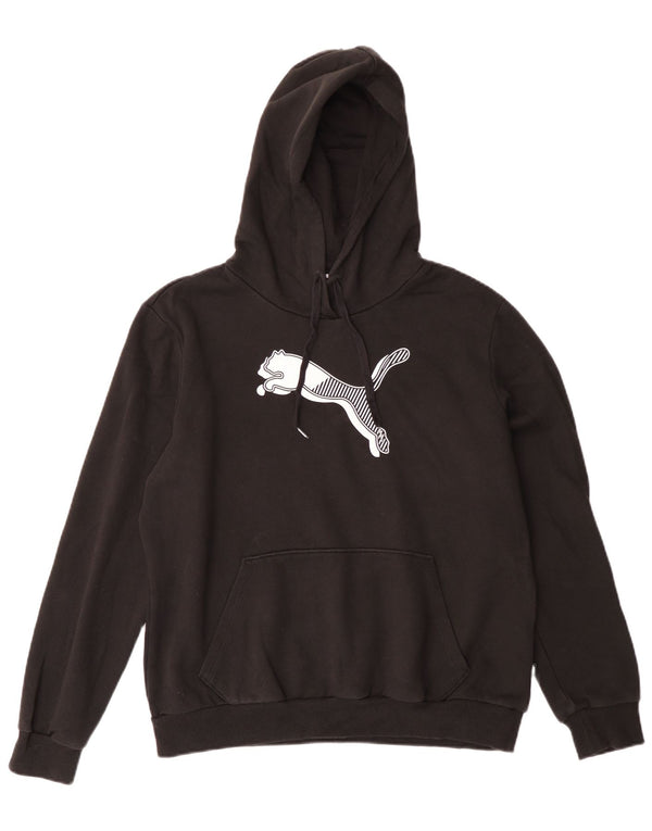 PUMA Pull à capuche graphique pour femme UK 16 Large Noir Coton