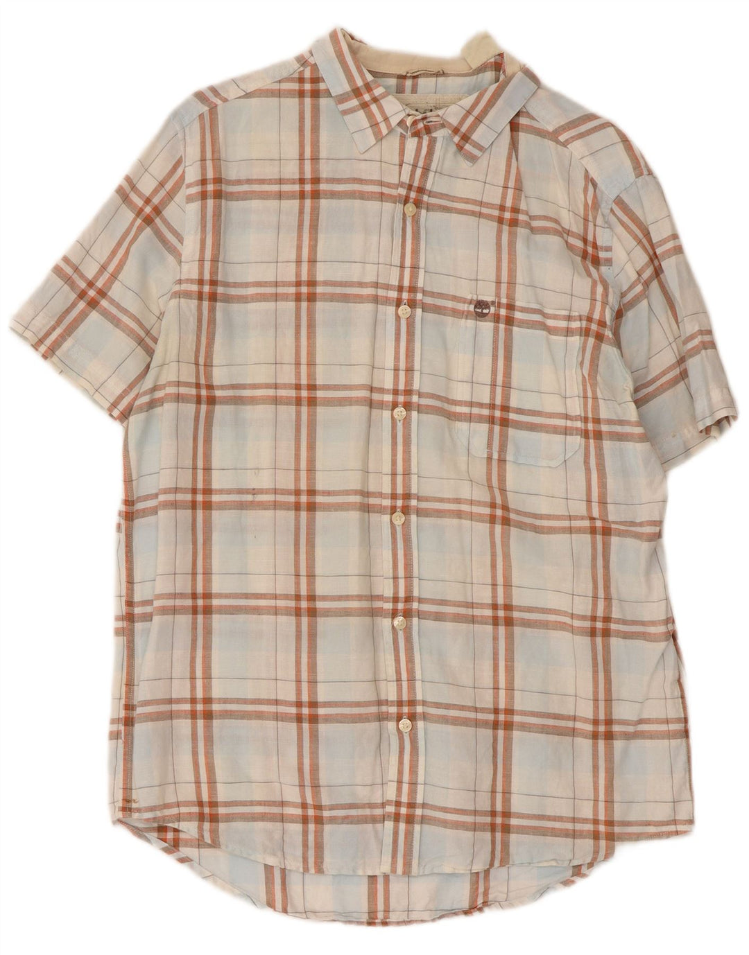 Timberland Chemise à Manches Courtes Coupe Regular Homme Carreaux Blanc Moyen