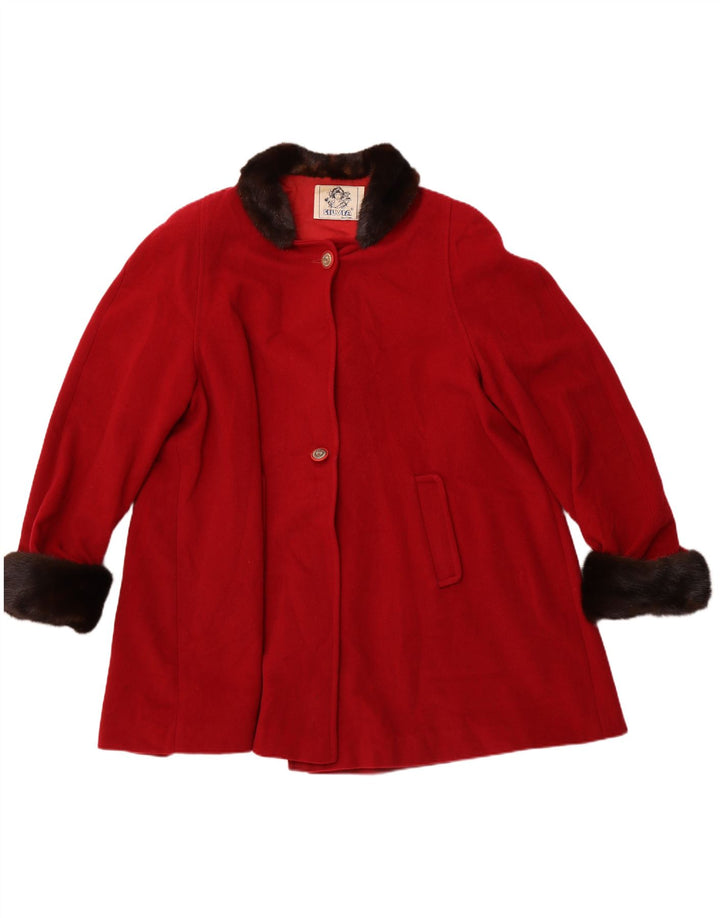 SILVIA Manteau Femme IT 44 Laine Colorblock Rouge Moyen