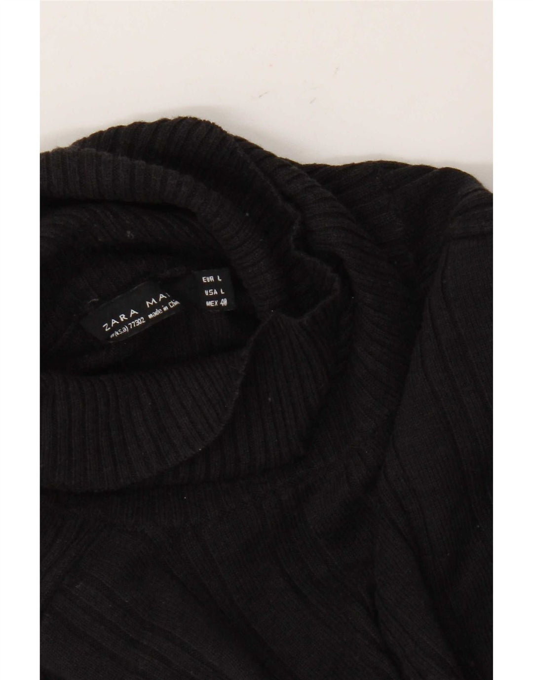 Zara Pull col roulé pour homme Noir Taille L