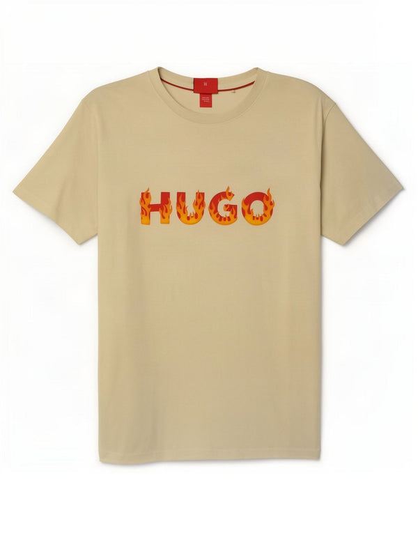 Hugo Boss Homme T-Shirt Graphique Haut Large Jaune Coton