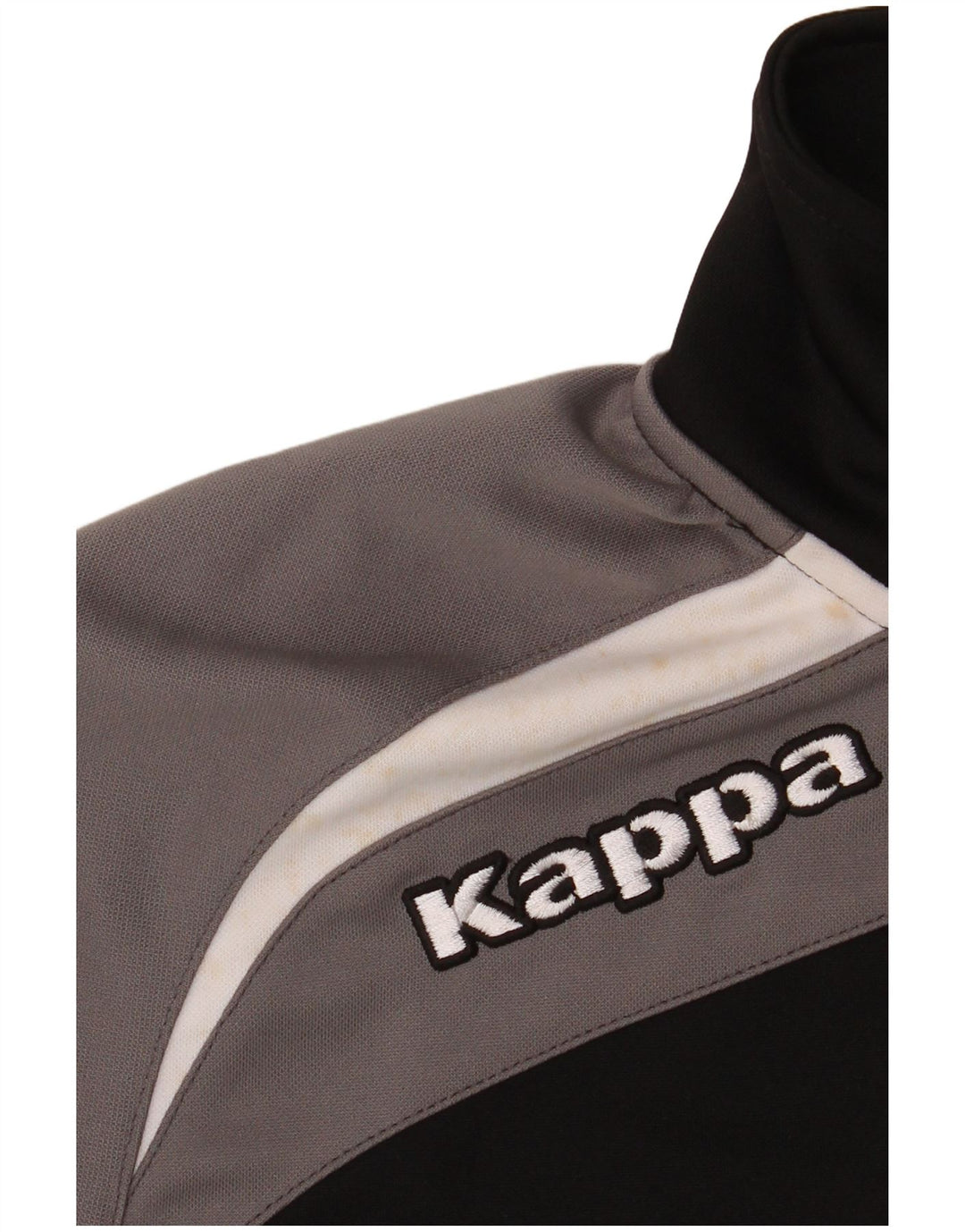 KAPPA Sweat-shirt graphique à col zippé pour hommes, petit color block noir