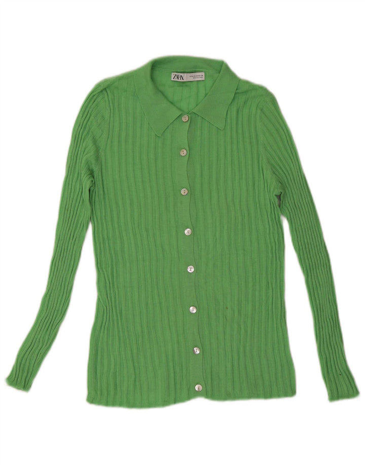 Zara Cardigan Femme Pull UK 12 Vert Moyen