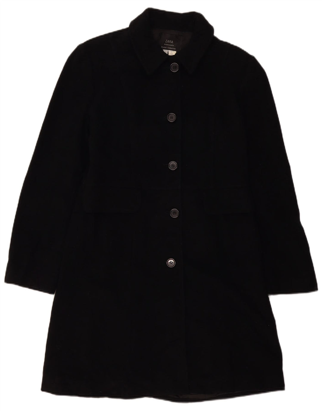 Zara Femme Pardessus EU 40 Laine Noir Moyen