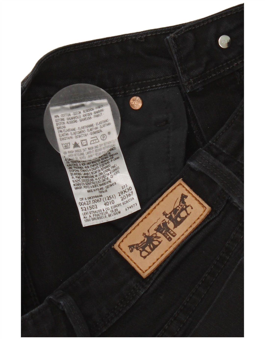 Levi's Jean Droit 627 Femme W29 L30 Noir Coton