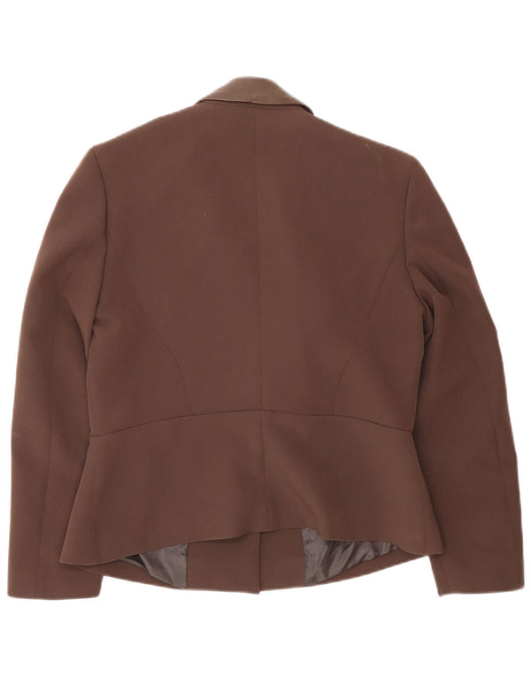 Veste Blazer Femme Vintage IT 46 Grand Marron Colorblock Polyester