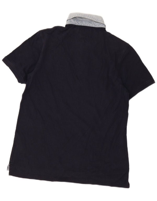 Tommy Hilfiger Mens Slim Fit Rugby Polo Shirt XL Navy Blue Cotton