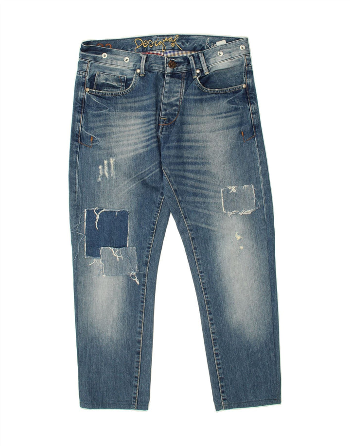 DESIGUAL Womens Distressed Slim Jeans W32 L27 Blue Cotton Vintage Desigual and Second-Hand Desigual from Messina Hembry 