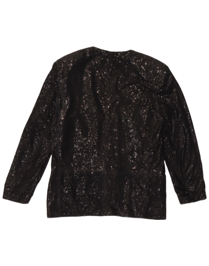 Carla Buti Veste blazer en daim à 1 bouton pour femme IT 42 Noir moyen à pois