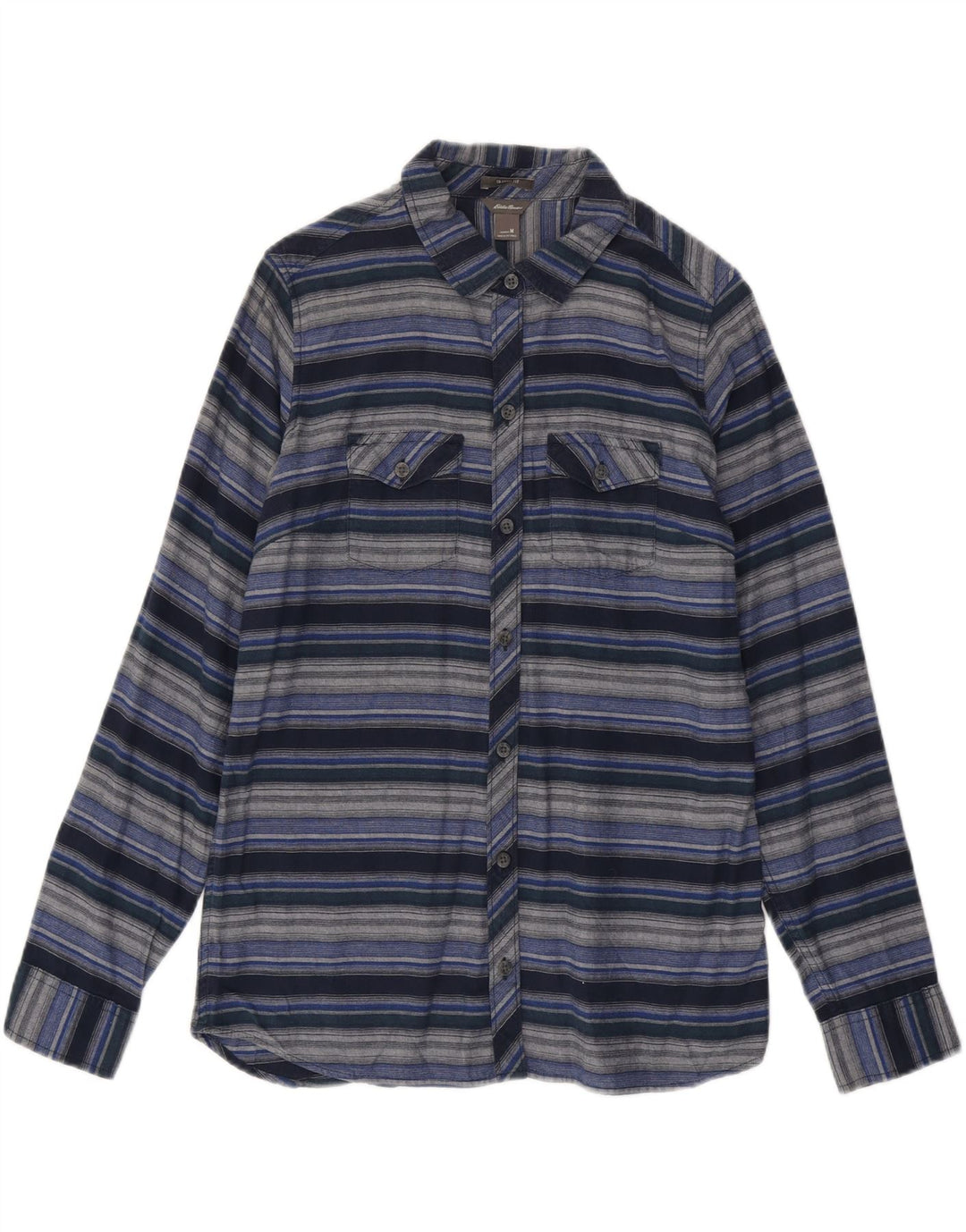 EDDIE BAUER Chemise en flanelle pour femme UK 14 Bleu marine moyen rayé