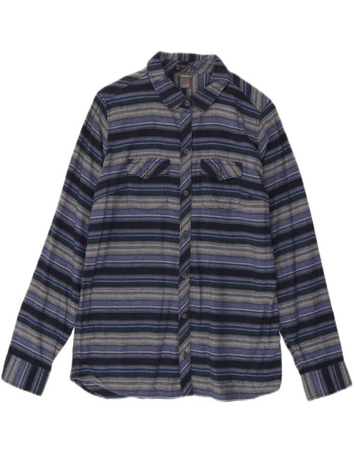 EDDIE BAUER Chemise en flanelle pour femme UK 14 Bleu marine moyen rayé