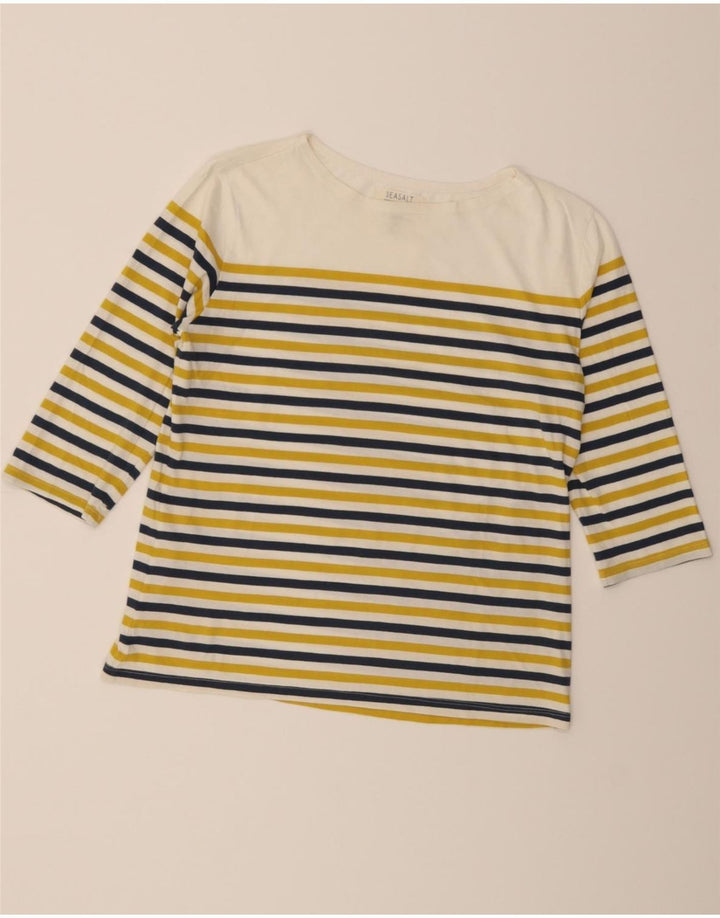 SEASALT Womens Loose Fit Top 3/4 Sleeve UK 10 Small  Multicoloured Striped Vintage Seasalt and Second-Hand Seasalt from Messina Hembry 