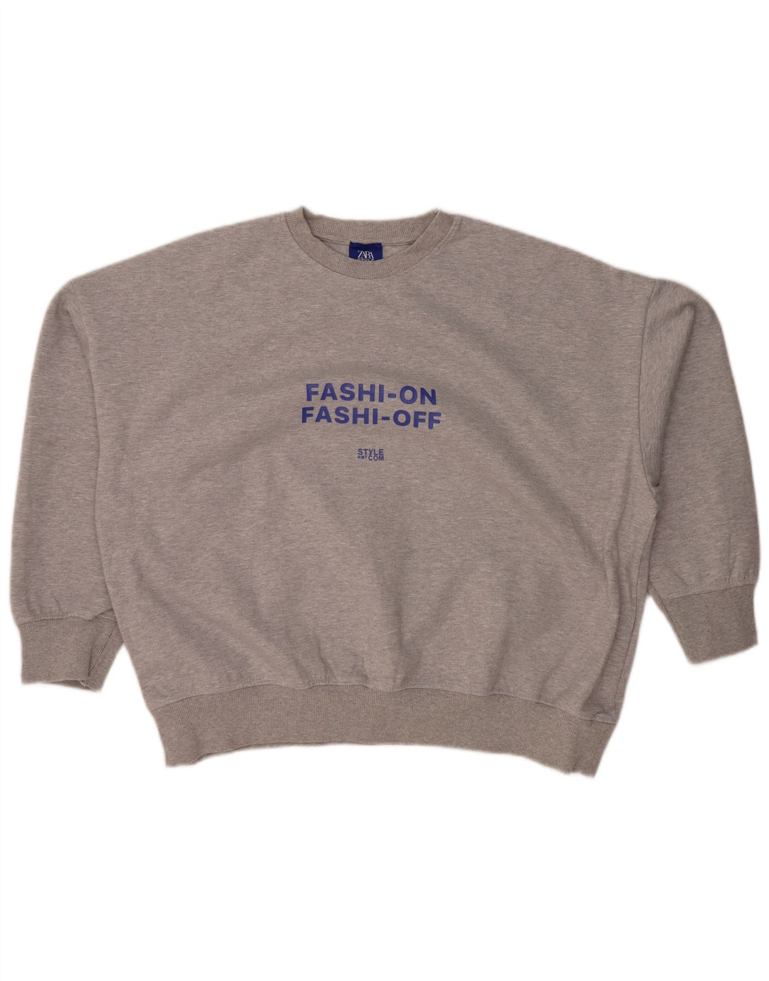 ZARA Femme Sweat-shirt graphique surdimensionné UK 14 Gris moyen moucheté