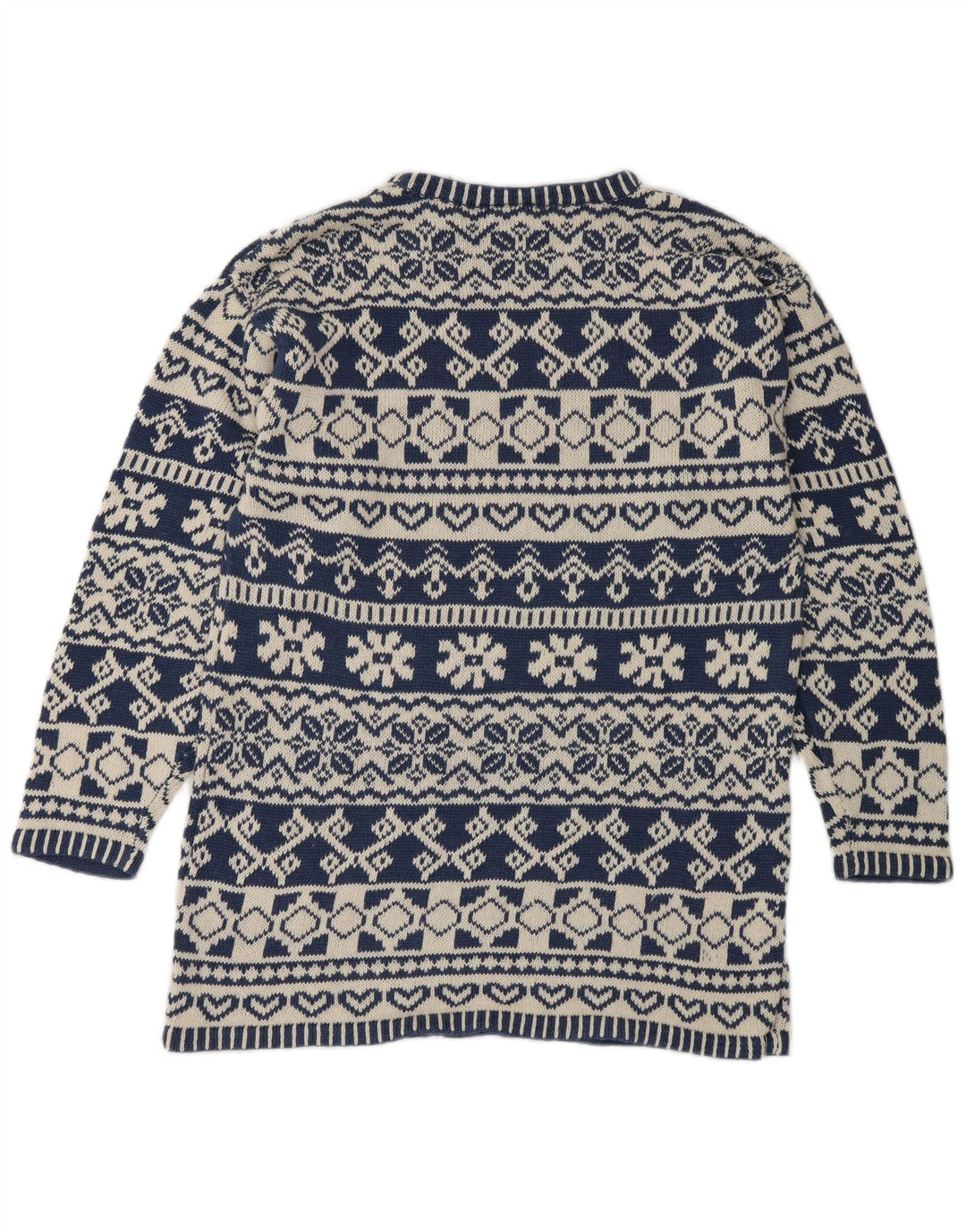 Impuls Pull à col rond pour homme Petit Bleu Fair Isle Ramie