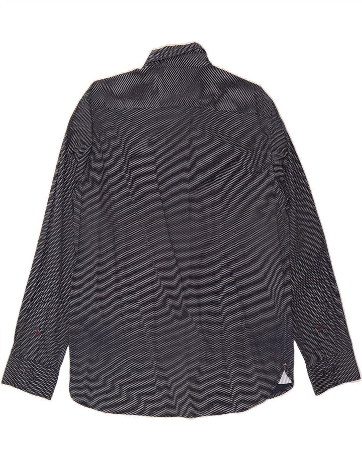 TOMMY HILFIGER Mens Shirt Large Navy Blue Spotted Cotton Vintage Tommy Hilfiger and Second-Hand Tommy Hilfiger from Messina Hembry 